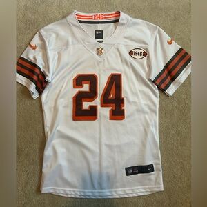 New Boy’s Nike Cleveland Browns Nick Chubb Throwback Jersey Sz L Large White